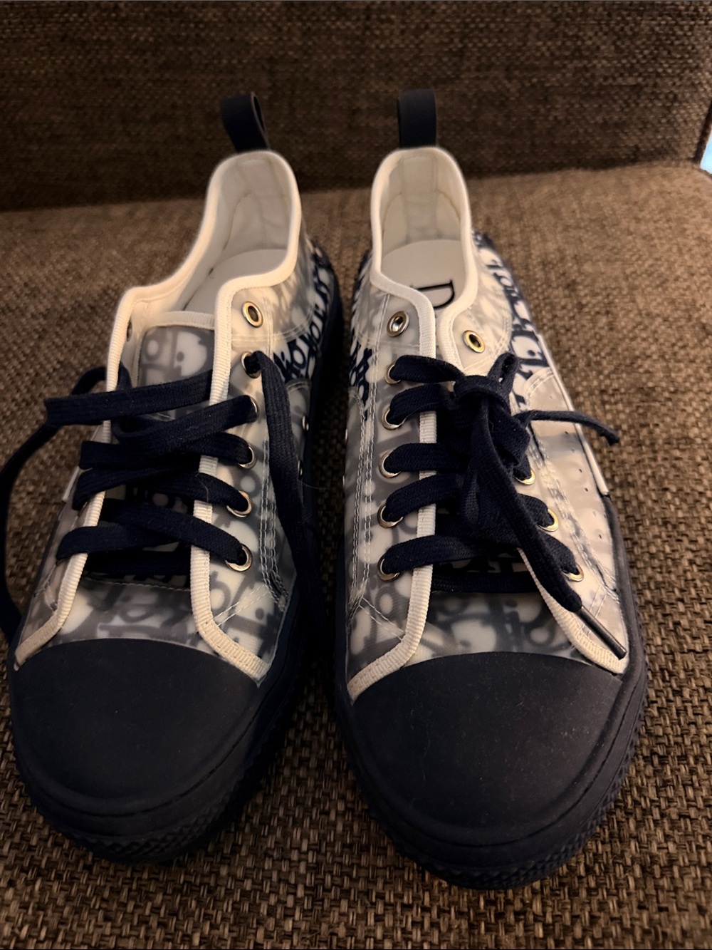 Navy and White Patterned Low-Top Sneakers designer style size 44